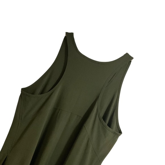 Athleta Olive Flowy Racerback Midi Tank Dress Women Size S Soft Stretch Pockets - Picture 9 of 10